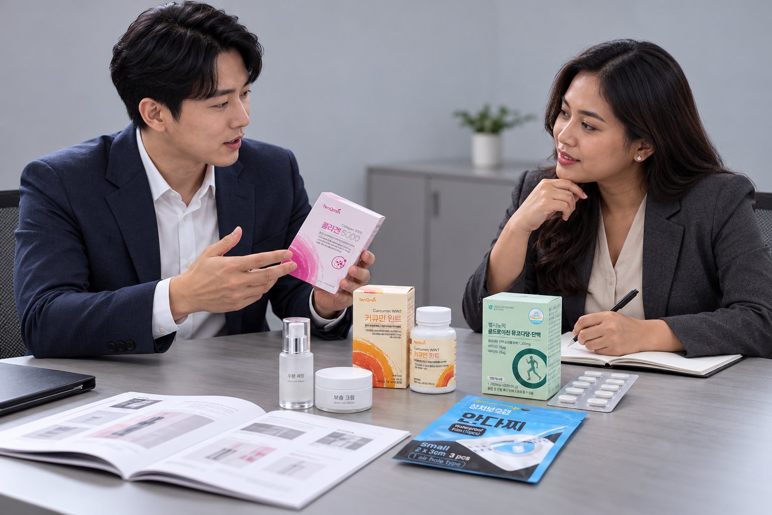 Ilustrasi: konsultasi produk Korea antara tim dan pembeli